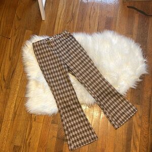 Retro Inspired Plaid Flare Stretch Pant: Small